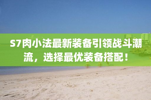 S7肉小法最新装备引领战斗潮流，选择最优装备搭配！