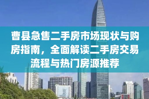 曹县急售二手房市场现状与购房指南，全面解读二手房交易流程与热门房源推荐