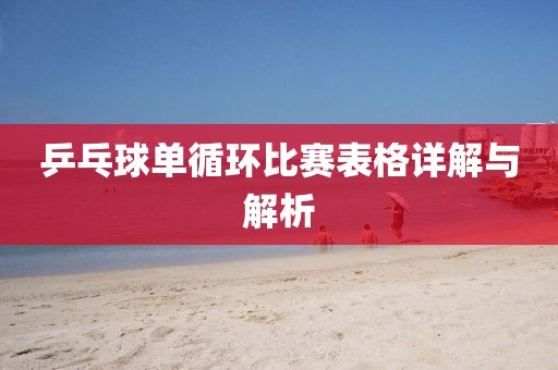 乒乓球单循环比赛表格详解与解析