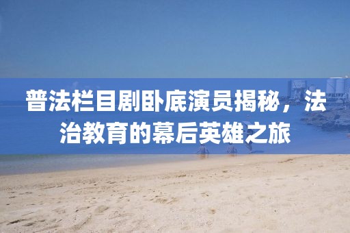 普法栏目剧卧底演员揭秘，法治教育的幕后英雄之旅