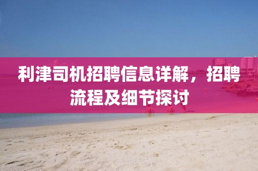 利津司机招聘信息详解，招聘流程及细节探讨