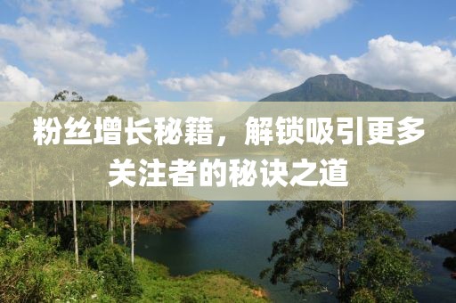 粉丝增长秘籍，解锁吸引更多关注者的秘诀之道