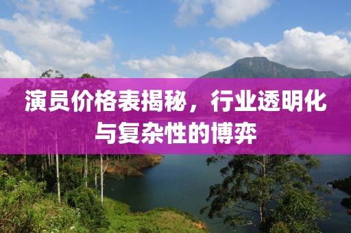 演员价格表揭秘，行业透明化与复杂性的博弈