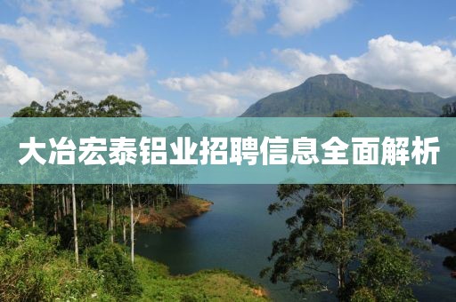 大冶宏泰铝业招聘信息全面解析