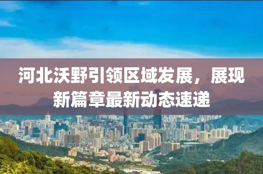 河北沃野引领区域发展，展现新篇章最新动态速递