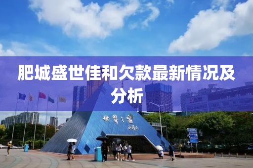 肥城盛世佳和欠款最新情况及分析