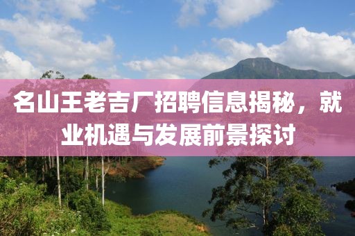 名山王老吉厂招聘信息揭秘，就业机遇与发展前景探讨