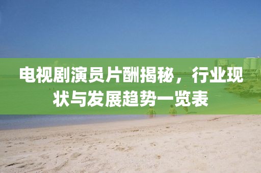 电视剧演员片酬揭秘，行业现状与发展趋势一览表