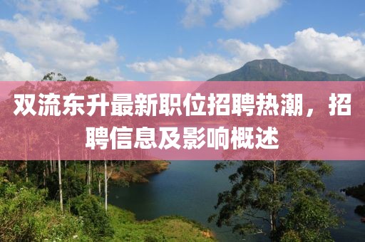 双流东升最新职位招聘热潮，招聘信息及影响概述