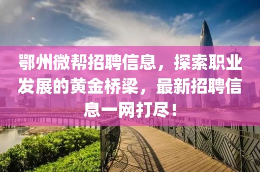 鄂州微帮招聘信息，探索职业发展的黄金桥梁，最新招聘信息一网打尽！